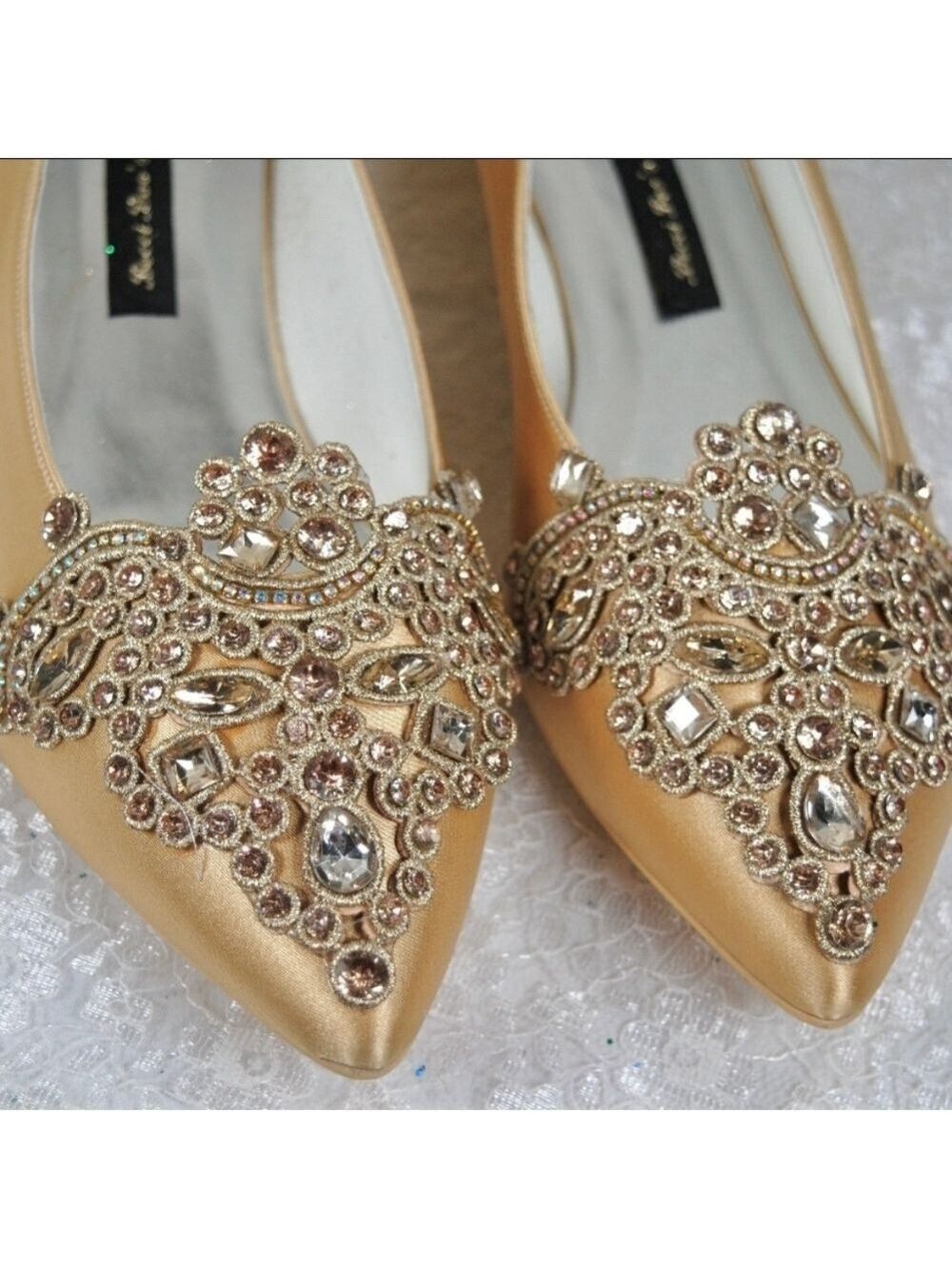 Simply Beautiful Gold Satin Sparkly Flts
